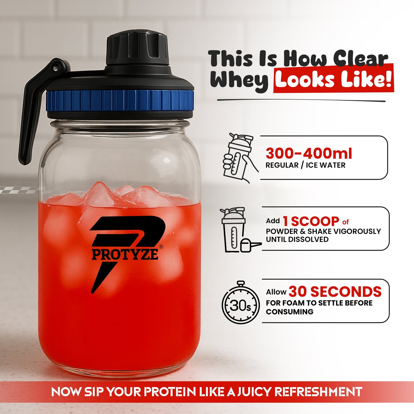 Hydra Clear Whey Protein, Fruit Punch ( Pack of 15 Sachets )