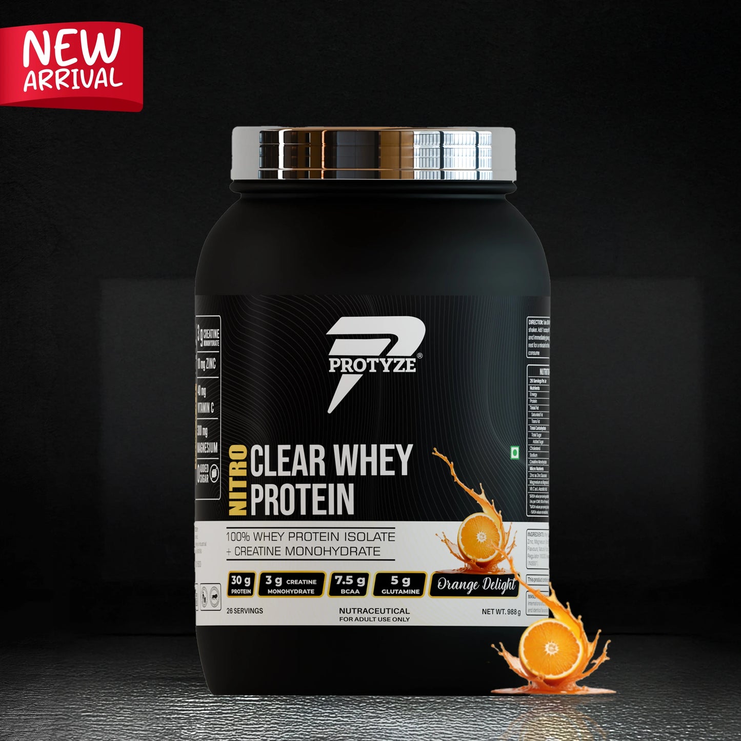 Nitro Clear Whey Protein Isolate, Orange Delight 26 Servings Jar