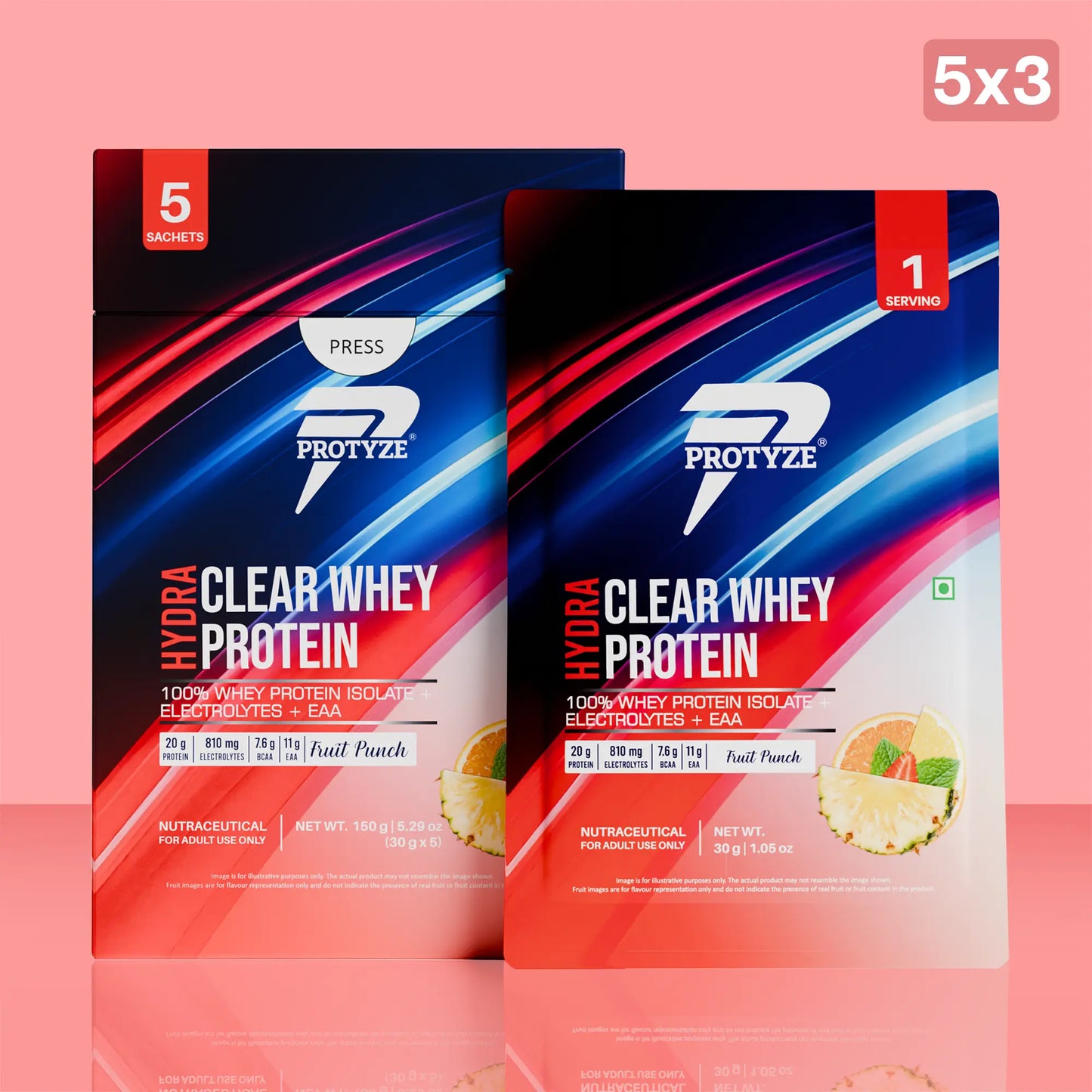 Hydra Clear Whey Protein, Fruit Punch ( Pack of 15 Sachets )