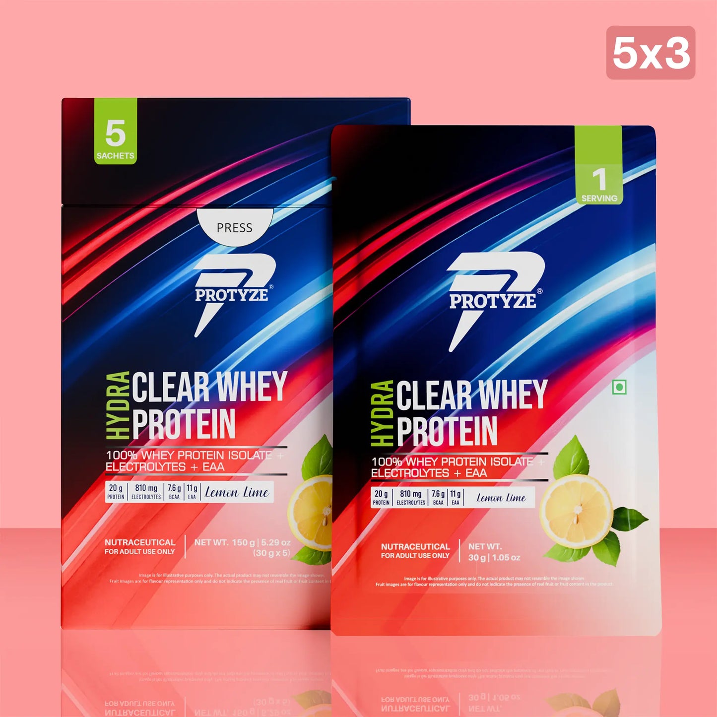 Hydra Clear Whey Protein, Lemon Lime ( Pack of 15 Sachets )