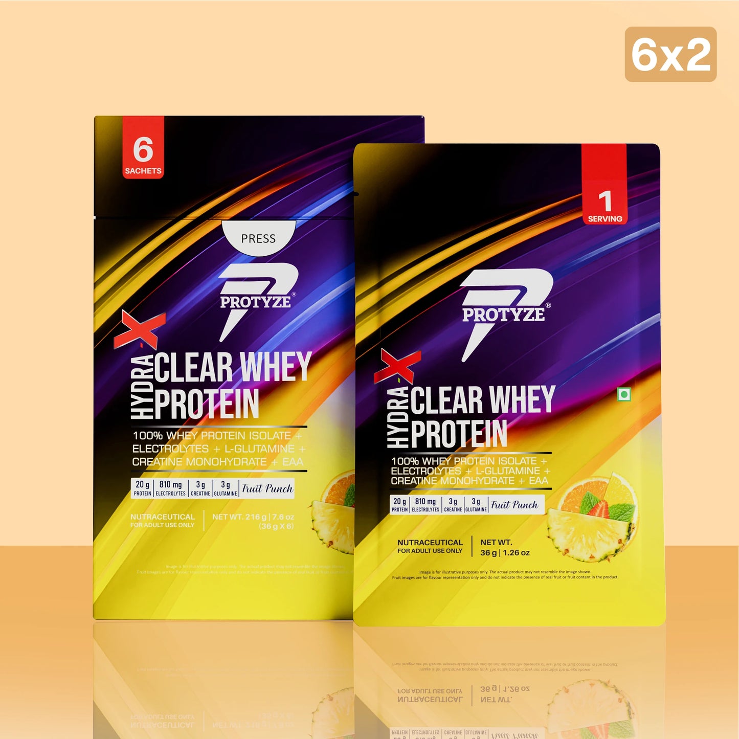 Hydra-X Clear Whey Protein, Fruit Punch ( Pack of 12 Sachets )