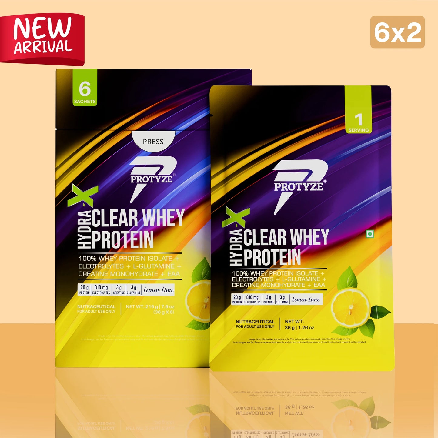 Hydra-X Clear Whey Protein, Lemon Lime ( Pack of 12 Sachets )