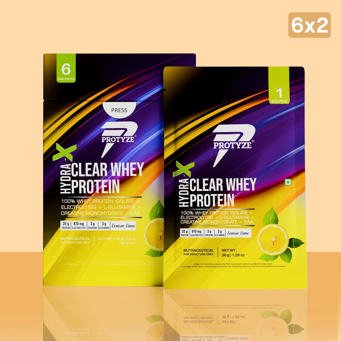 Hydra-X Clear Whey Protein, Lemon Lime ( Pack of 12 Sachets )