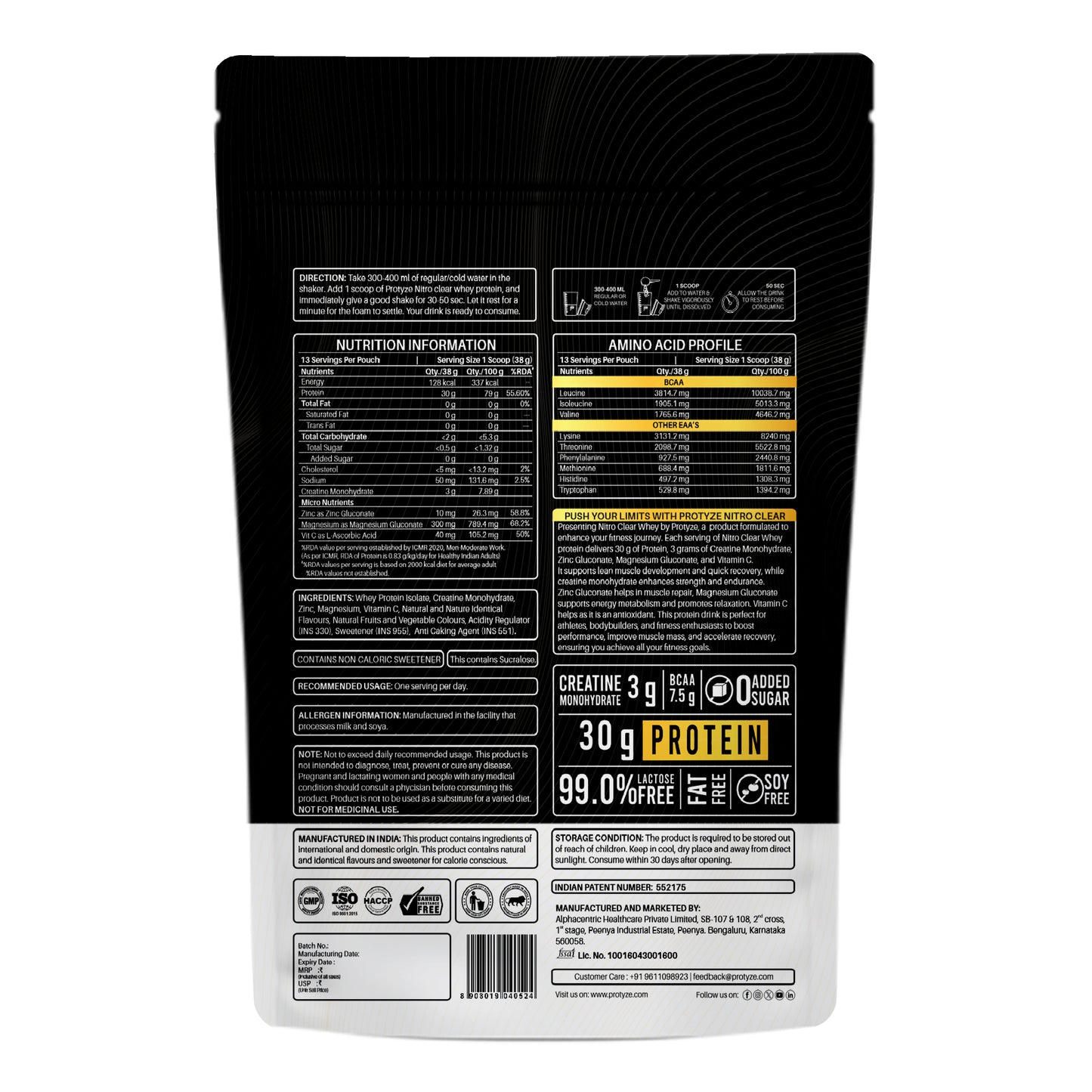 Nitro Clear Whey Protein Isolate, Mango Delight 13 Servings