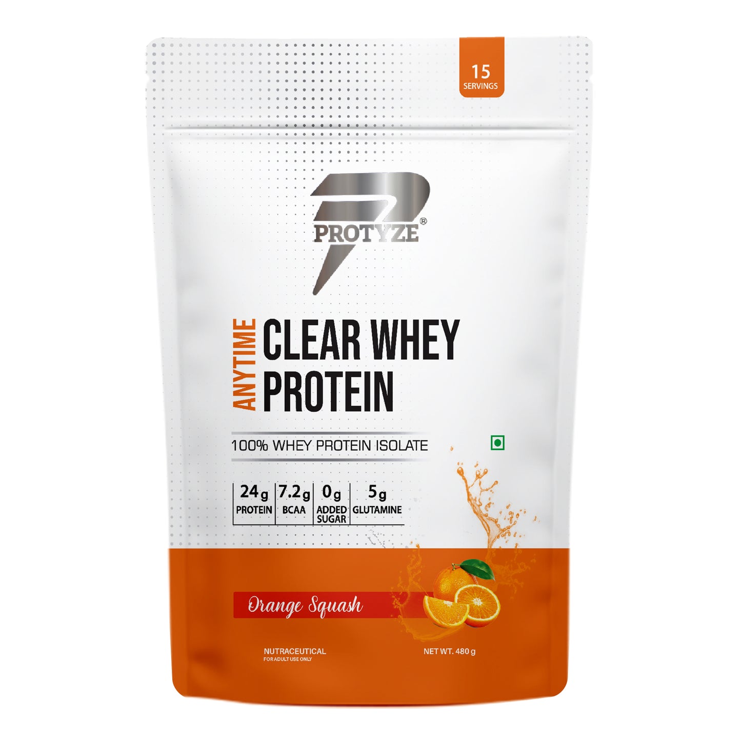 Anytime Clear Whey Protein Isolate, Orange Squash 15 Servings