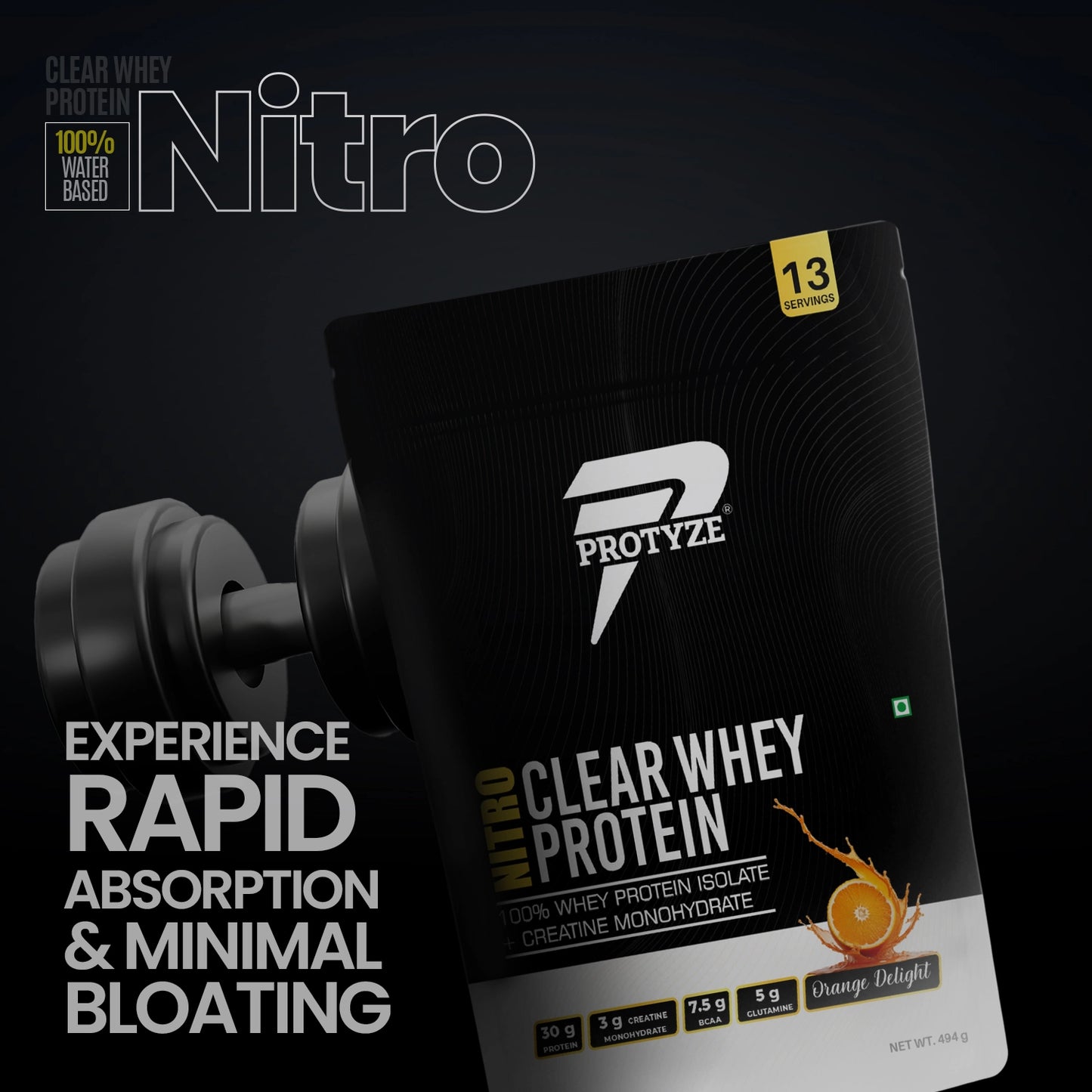 Nitro Clear Whey Protein Isolate, Orange Delight 13 Servings