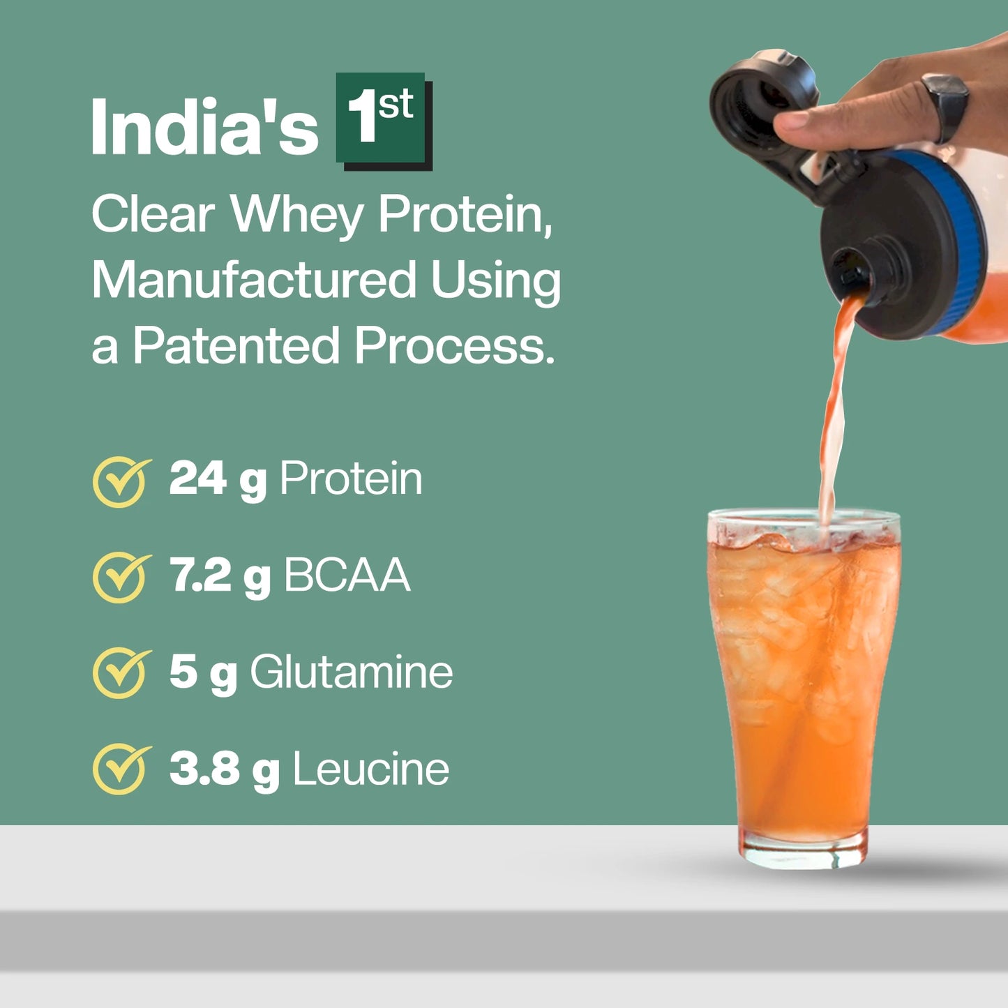 Anytime Clear Whey Protein Isolate, Orange Squash + Tritan Shaker with Breaker Ball.