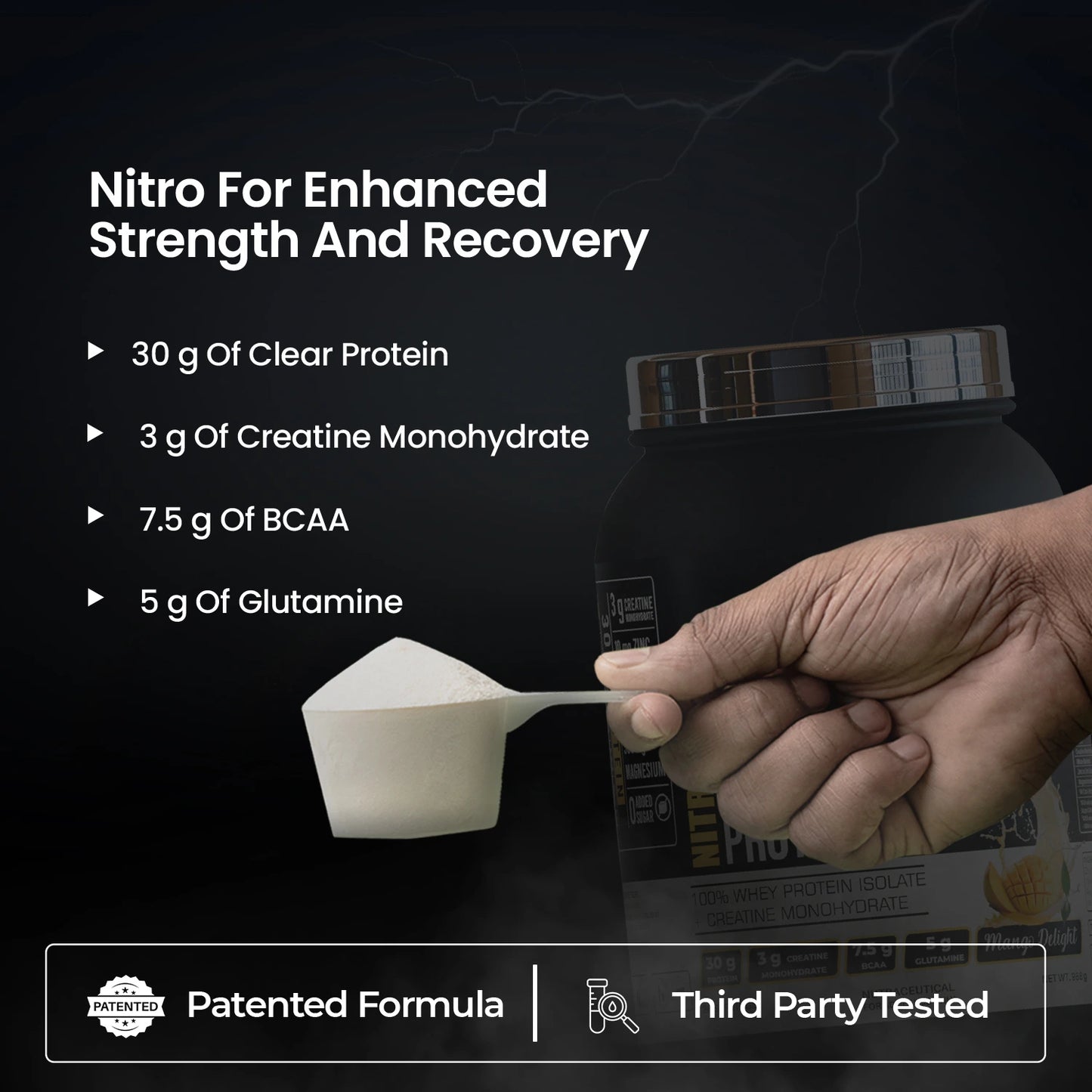 Nitro Clear Whey Protein Isolate, Mango Delight 26 Servings Jar