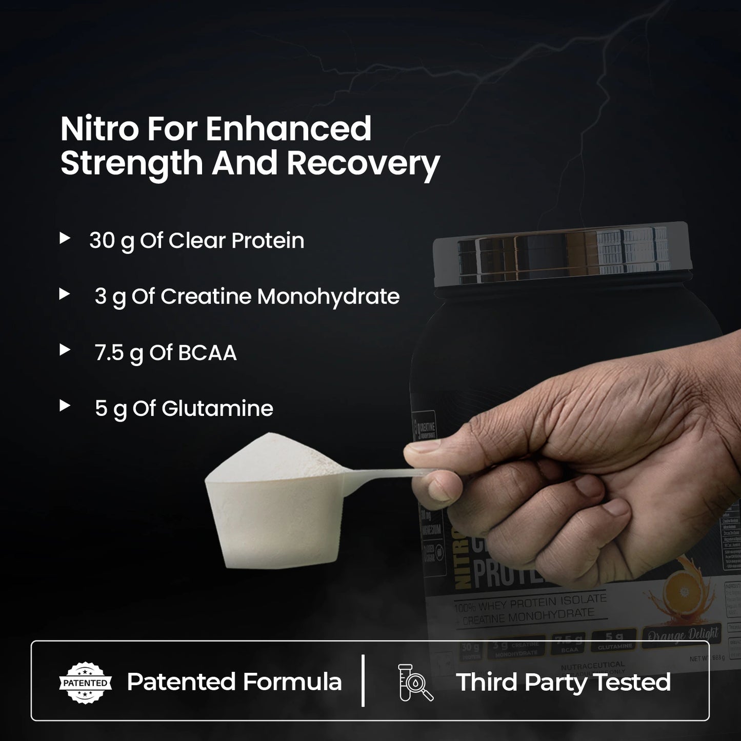 Nitro Clear Whey Protein Isolate, Orange Delight 26 Servings Jar