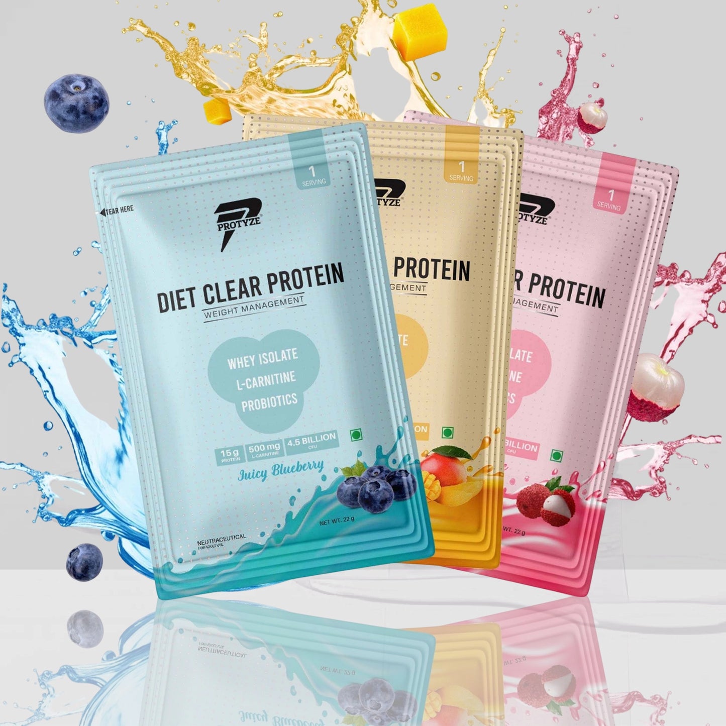 Diet Clear Protein, Assorted - Pack of 15 (Each Flavour 5 Units)