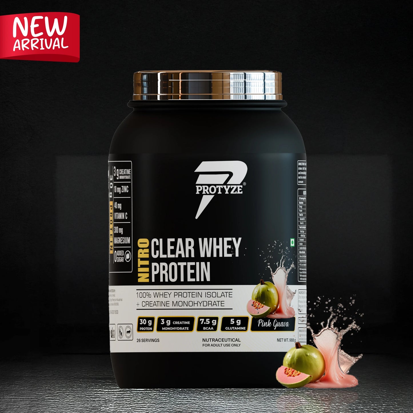 Nitro Clear Whey Protein Isolate, Pink Guava 26 Servings Jar