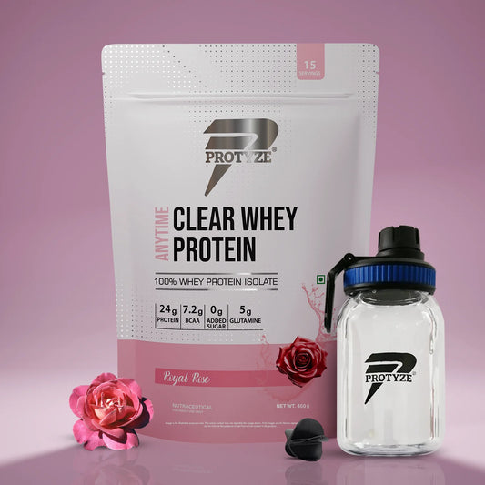 Anytime Clear Whey Protein Isolate, Royal Rose + Tritan Shaker with Breaker Ball.