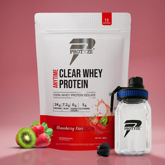 Anytime Clear Whey Protein Isolate, Strawberry Kiwi + Tritan Shaker with Breaker Ball.