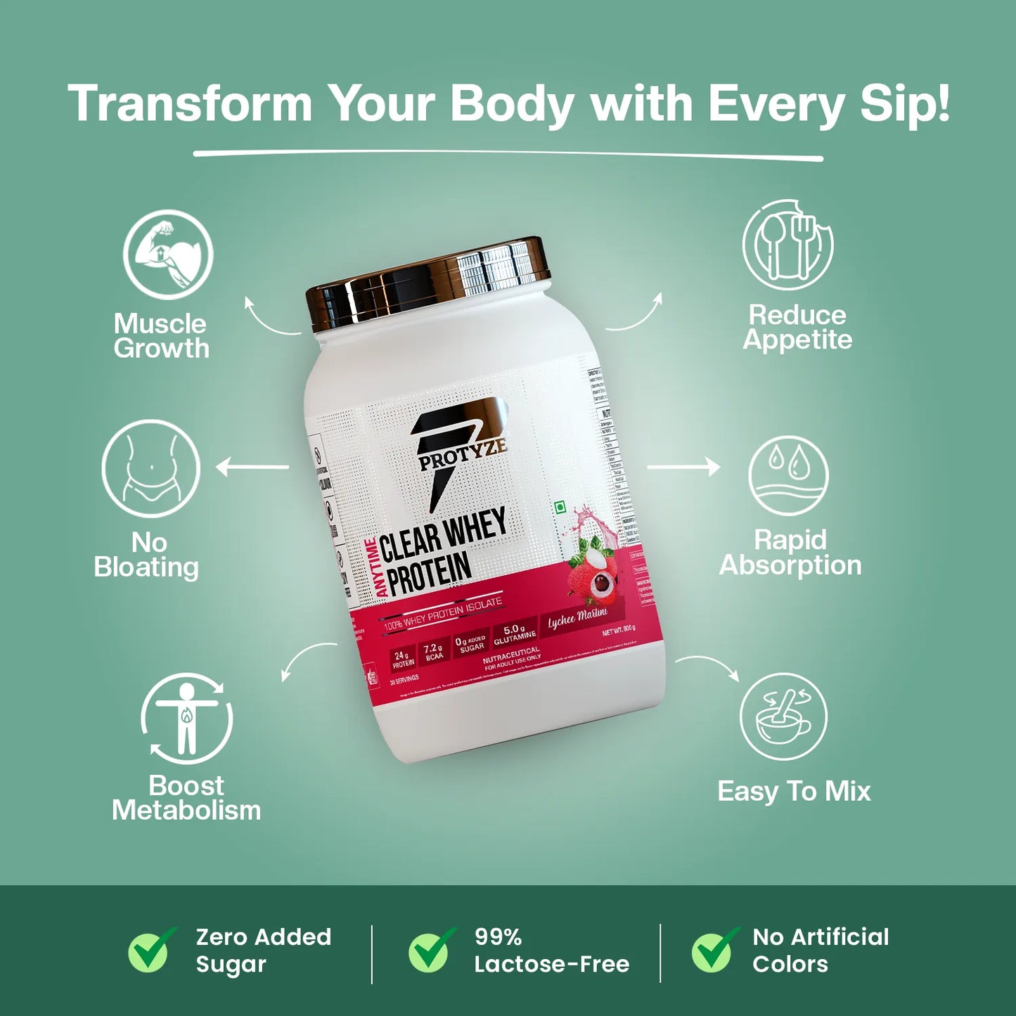 Anytime Clear Whey Protein Isolate, Lychee Martini (30 Servings)