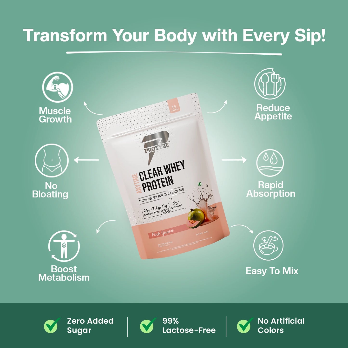 Anytime Clear Whey Protein Isolate, Pink Guava (15 Servings)