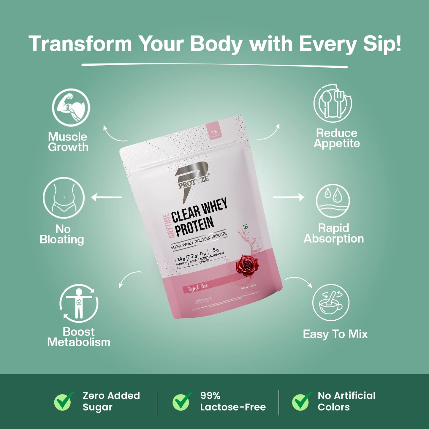 Anytime Clear Whey Protein Isolate, Royal Rose (15 Servings)