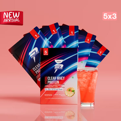 Protyze Hydra Clear Whey Protein Isolate With Electrolytes, 20g Protein, Hydration, Muscle Growth, Monk Fruit And Stevia -Fruit Punch (15 Servings)