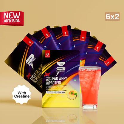 Protyze Hydra-X Clear Whey Protein Isolate With Electrolytes And Creatine, 20g Protein, Hydration With Monk Fruit And Stevia -FruitPunch (12 Servings)