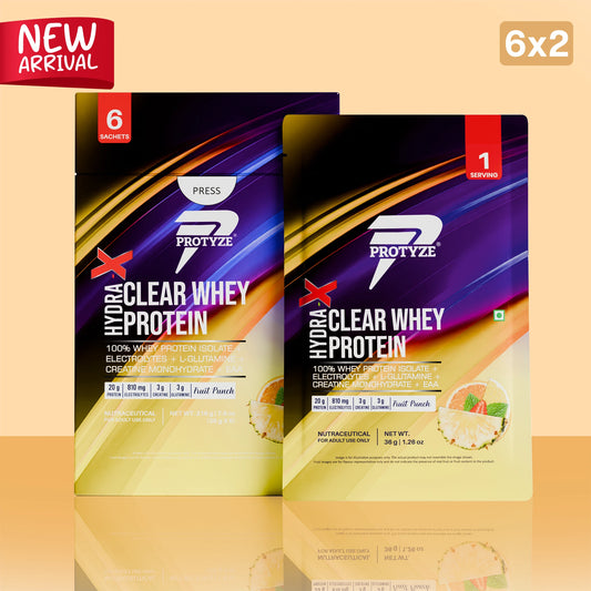 Hydra-X Clear Whey Protein, Fruit Punch ( Pack of 12 Sachets )