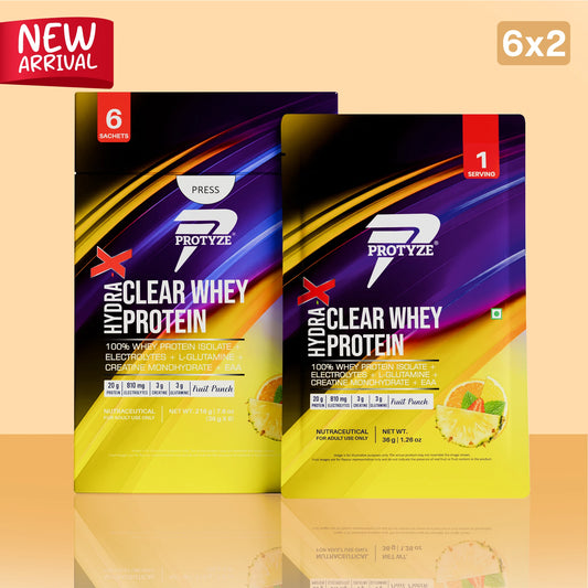 Hydra-X Clear Whey Protein, Fruit Punch ( Pack of 12 Sachets )