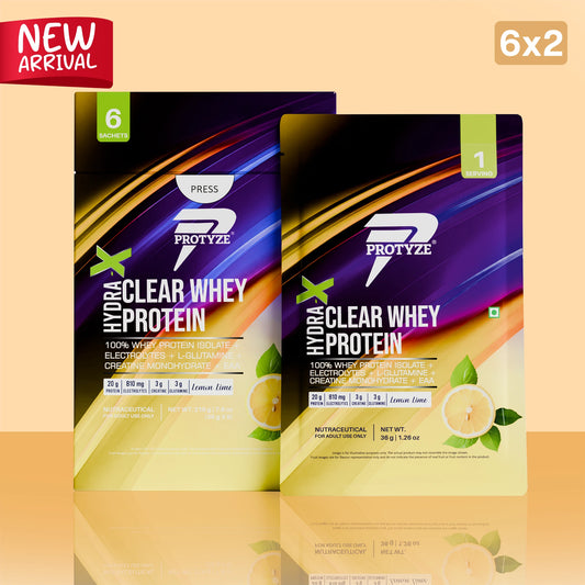 Hydra-X Clear Whey Protein, Lemon Lime ( Pack of 12 Sachets )
