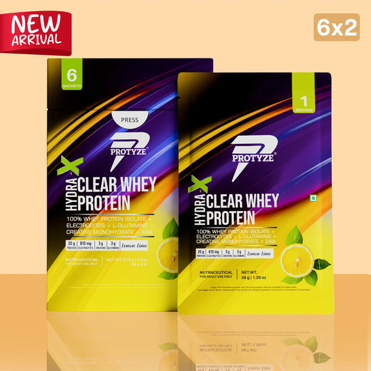 Hydra-X Clear Whey Protein, Lemon Lime ( Pack of 12 Sachets )
