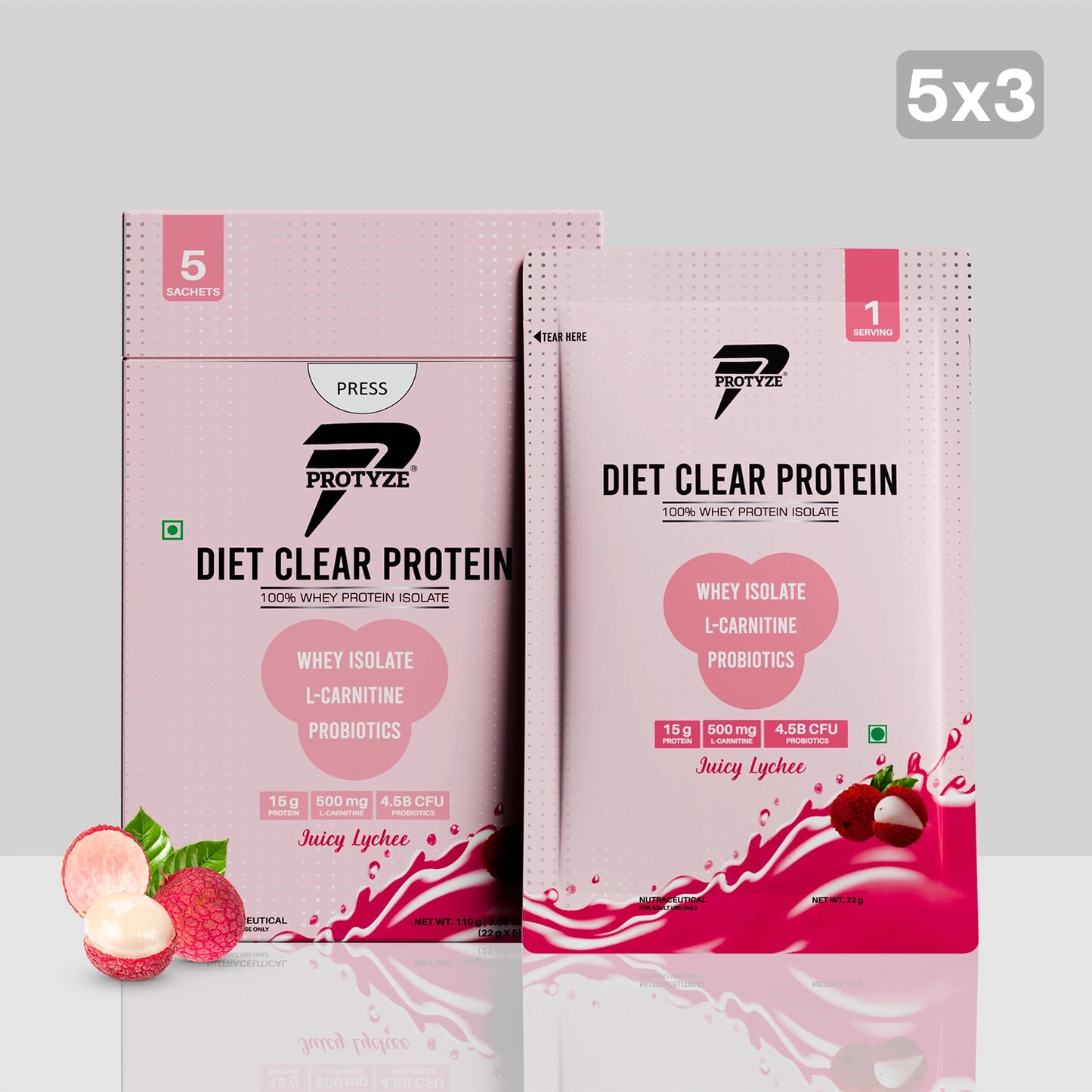 Diet Clear Protein, Juicy Lychee (Pack of 15 Sachets)