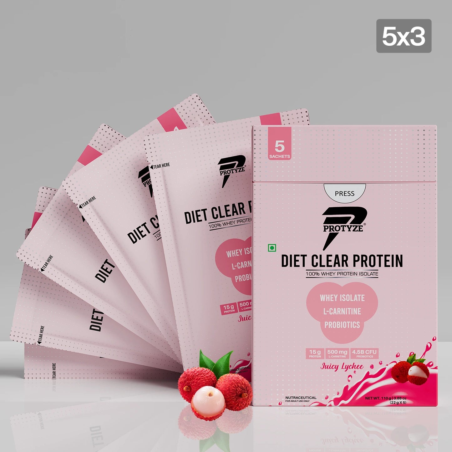 Diet Clear Protein, Juicy Lychee (Pack of 15 Sachets)