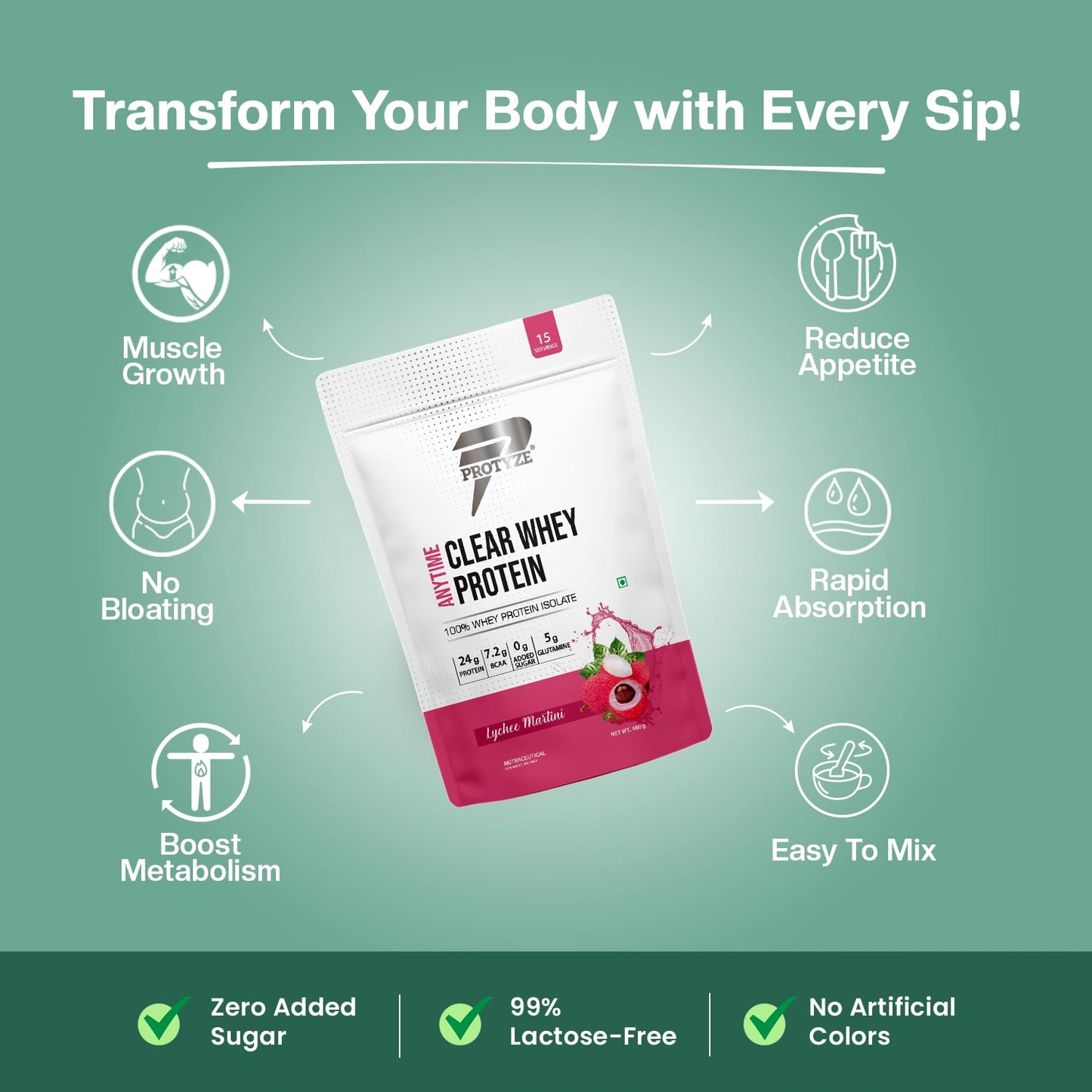 Anytime Clear Whey Protein, Lychee Martini 15 Servings