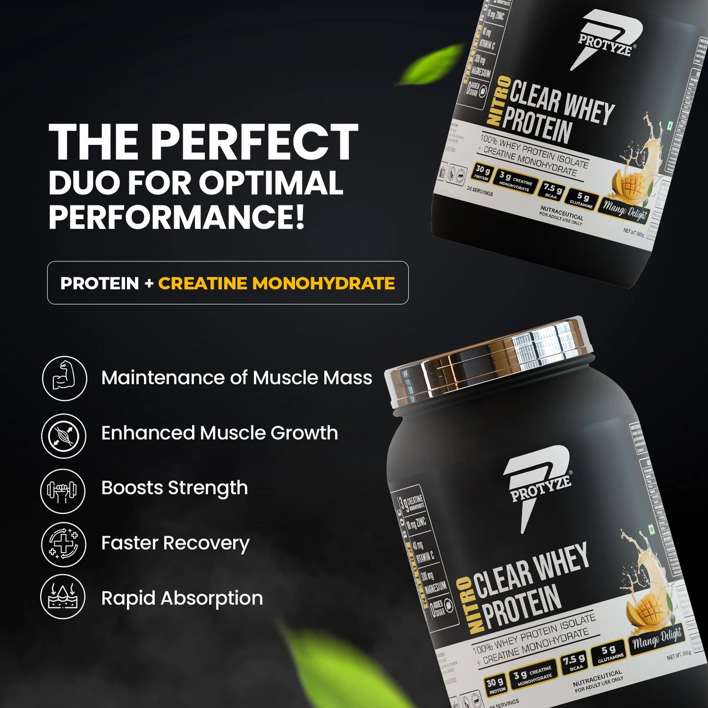 Nitro Clear Whey Protein Isolate, Mango Delight 26 Servings Jar