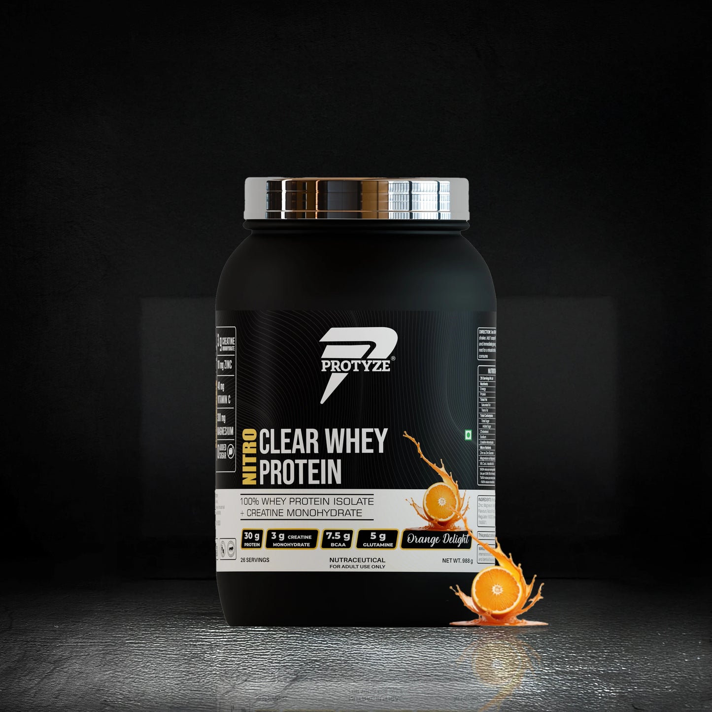 Nitro Clear Whey Protein Isolate, Orange Delight 26 Servings Jar