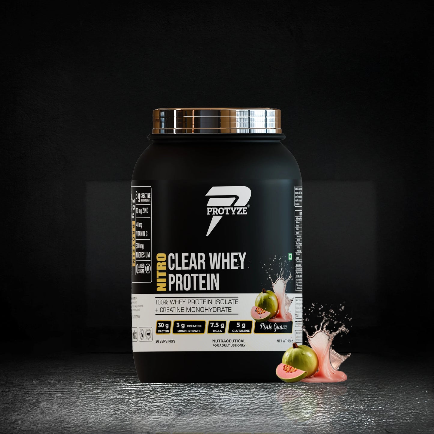 Nitro Clear Whey Protein Isolate, Pink Guava 26 Servings Jar