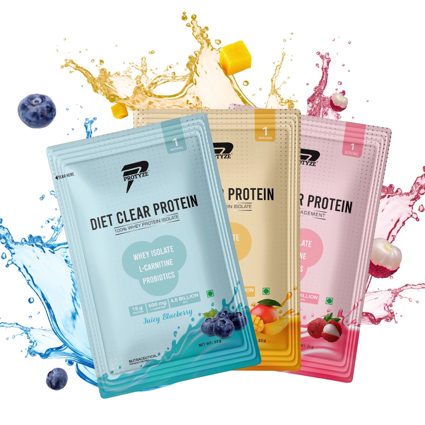 Diet Clear Protein, Assorted - Pack of 15 (Each Flavour 5 Units)
