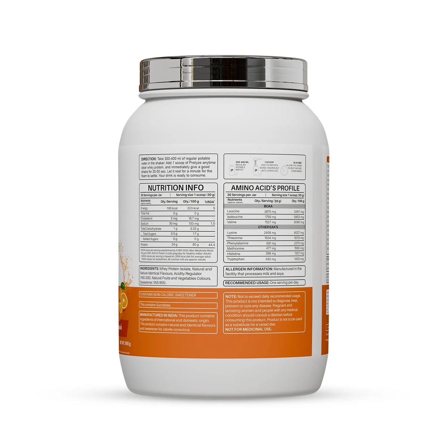 Anytime Clear Whey Protein Isolate, Orange Squash (30 Servings)