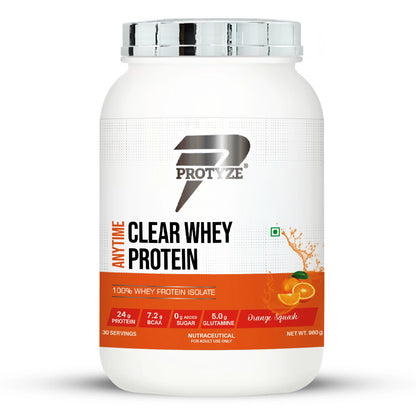 Anytime Clear Whey Protein Isolate, Orange Squash (30 Servings)